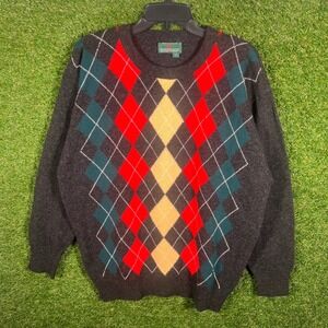 The Scotch House Mens L Argyle Knit Sweater Preppy Golf Classic Crewneck